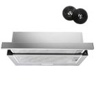 FIREGAS hotte tiroir téléscopique 60 cm, 350 m³ / h, recirculation ou évacuation, 2 vitesses, avec filtre à charbon