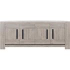 Buffet bas - Boston - Chêne gris clair - 4 portes - 2 étagères - Gami