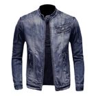 FONDUPIN Veste Homme,Veste en Jean Slim Fit de Style Vintage Délavé,Veste Homme Mi Saison pour Denim Truck et Moto-Bleu Délavé et Blanc