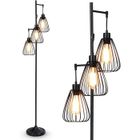 RELAX4LIFE Lampe sur Pieds Salon 3 Abat-jour Vintage Noir, Lampadaire Industriel Hauteur 170cm en Métal avec Interrupteur au Pied