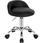 WOLTU Tabouret de Bureau, Tabouret Rond avec Dossier, Tabouret Coiffeuse à roulettes en Similicuir, Noir W0ATT0061