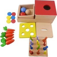 Jouets Montessori 1 an et Plus, 4 en 1 Jouets éducatifs en Bois, Jouets multifonctionnels, Jeu de Tri, Jeu Balle Drop