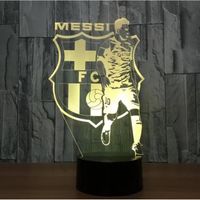 Cadeau pour les fans de football Messi en forme de veilleuse 3D LED 7 couleurs lampe de chevet décorative tactile