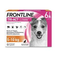FRONTLINE Tri-Act Chiens S - 5 à 10 kg - 6 Pipettes - puces, tiques, moustiques, phlébotomes et mouches piqueuses