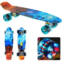 Mini Skateboard 56 cm, Planche à Roulette avec Roues Clignotantes & Roulement ABEC-7, Skate Complet pour Fille / Garçon / Débutant