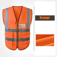 L-180 - Orange - Gilet de Sécurité Réfléchissant Haute Visibilité, Vêtement de Travail Multi Poches, pour Tra