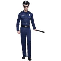 Déguisement de police pour homme - Multicolore - Chemise, pantalon, ceinture et casquette - Intérieur - Adulte