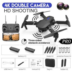 DRONE Pro 4K double noir 2B - Drone E88Pro RC 4K avec ca