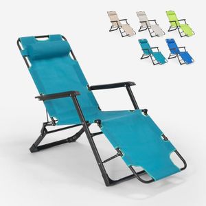 CHAISE LONGUE Chaise longue de plage et de jardin pliante multi-positions Emily Lux Zero Gravity, Couleur: Turquoise