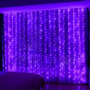 GUIRLANDE D'EXTÉRIEUR 3x1m violet Rideau lumineux de glaçons à LED, guir