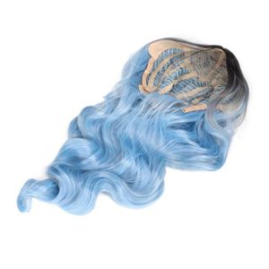 PERRUQUE - POSTICHE Drfeify Perruque longue ondulée Perruque Bleue Dég