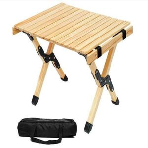 TABLE DE CAMPING Table en bois pliante portative de rouleau d'oeufs de camping en plein air de 60*60 cm, table de camping en plein air de jardin