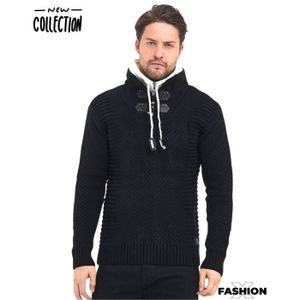 PULL Pull homme manches longues - Col montant contrasté