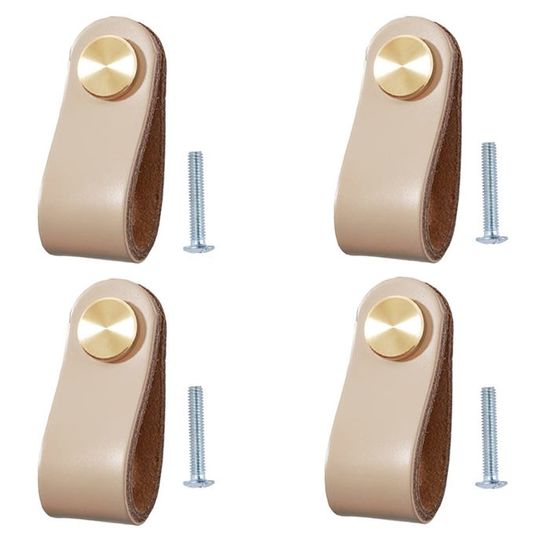 2 Tirettes En Cuir Pour Tiroirs - Kaki/argent - Uxcell - Poignées Meubles 2,5 Pouces