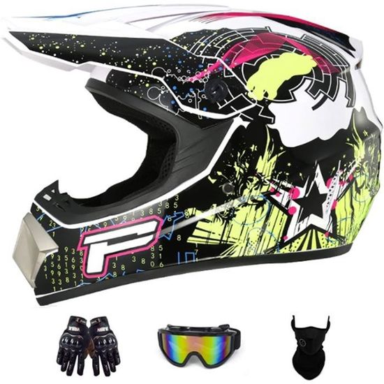 Kit Casque Motocross Enfant Avec Toile D'araignée – Inclut Lunettes, Masque Et Gants, Pour VTT/ATV/Descente, Tailles S à XL