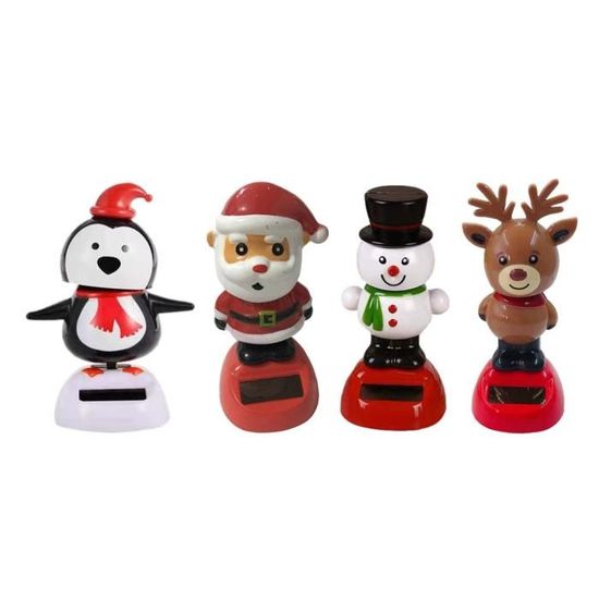 Figurines Dansantes Solaires De Noël – Bonhomme De Neige, Père Noël, élan, Pingouin, Décoration Tableau De Bord - 5