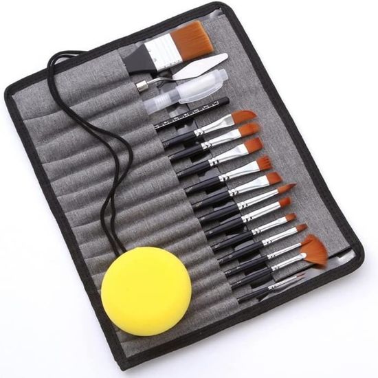 MONT MARTE Set 10 Pinceaux Acrylique Taklon Premium + Étui – Pinceaux Peinture Qualité Pro Pour Débutants, Artistes, Enfants – Idéal Acrylique & Techniques Mixtes