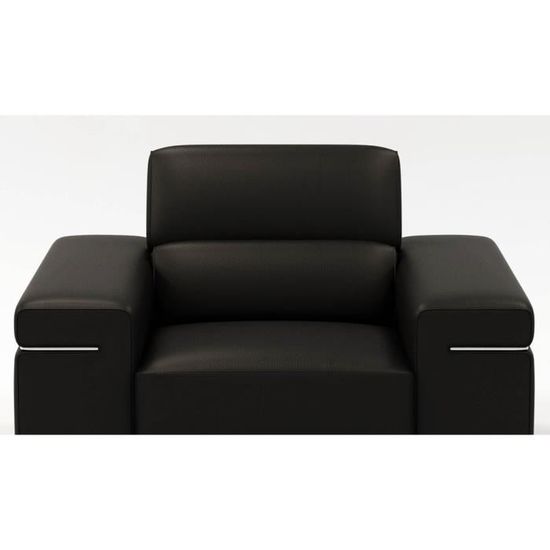 Fauteuil - BILLY - Design contemporain en cuir noir - Relaxation et confort