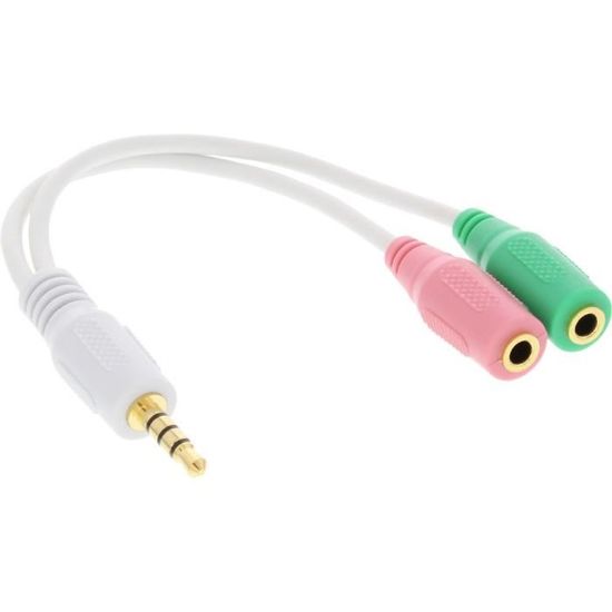 Cable Adaptateur Audio Inline Jack 3 5mm Male Femelle Blanc 0 15m Prix Pas Cher Cdiscount