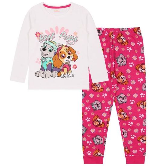 Robe Paw Patrol Fille Skye & Everest - Manches Longues, Jupe Maille - 100% Coton - Taille Enfant