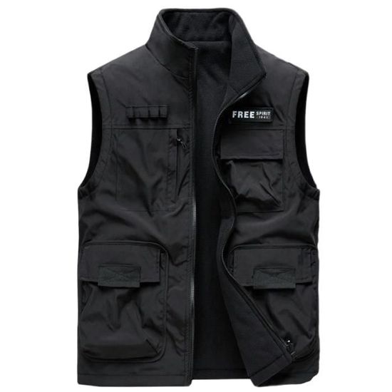 Gilet D'hiver Imperméable Sans Manches Pour Homme, Doublé Polaire, Veste De Travail Chaude Et Décontractée, Bleu Marine, Taille L