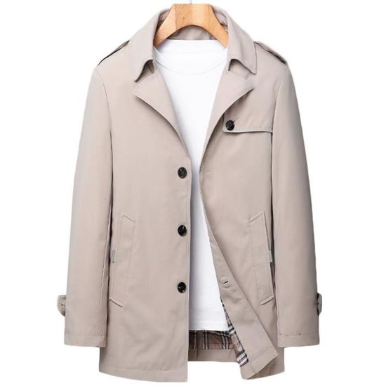 Trench Coat Homme Coupe Ajustée - Coupe-vent Mi-long - Manteau D'hiver Classique - Décontracté - 8