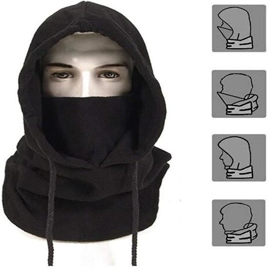 Cagoule Moto Hiver - Masque Respirant Pour Ski, Vélo, Running - Homme/femme - Noir