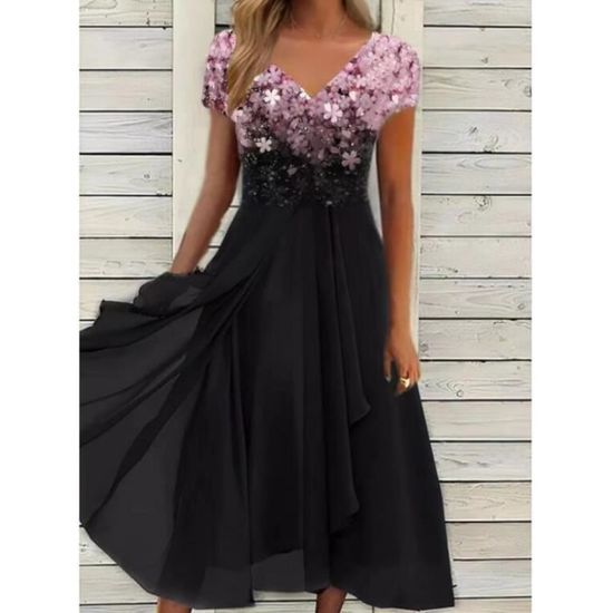 Longue Robe En Mousseline De Soie Pour Femme, Tunique Avec Imprimé