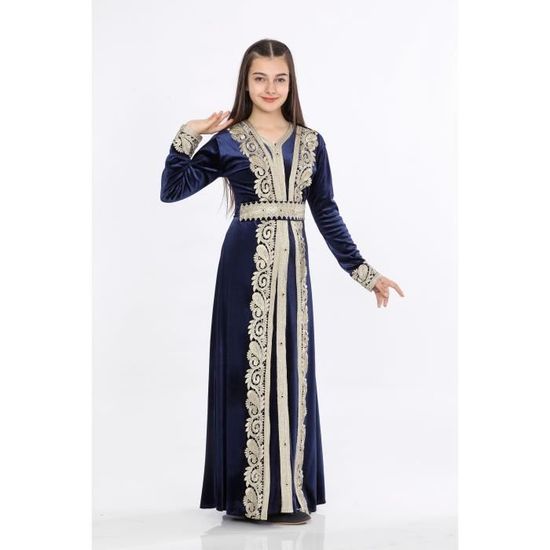 Caftan takchita enfant fille robe oriental aid bleu bleu Cdiscount