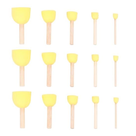 Lot De 10 Pinceaux Éponge Pour Peinture Créative Enfants - Différentes Tailles, Manche Bois