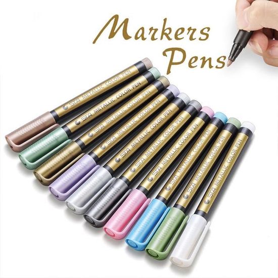 Feutres stylos marqueurs métalliques or mariage