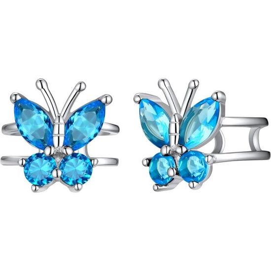 Boucles D'Oreilles Vintage Papillon Argent Plaqué - Ancien - Occasion - Jolie Finition