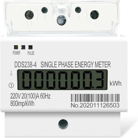 EJ.life Compteur D'énergie Sur Rail DIN Compteur D'énergie 2P Monophasé