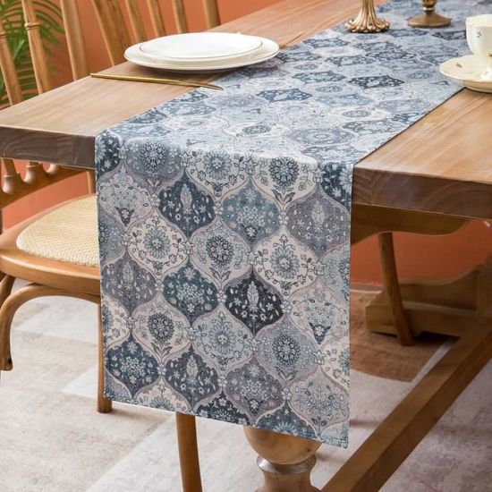 Chemin De Table De Noël En Lin 28x270 Cm – Imprimé Rennes Et étoiles, Déco Festive Pour La Maison