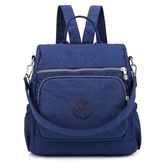 Eshow Sac à Dos Femme Antivol Nylon Noir - Petit Sac Bandoulière Multifonction Voyage École Travail