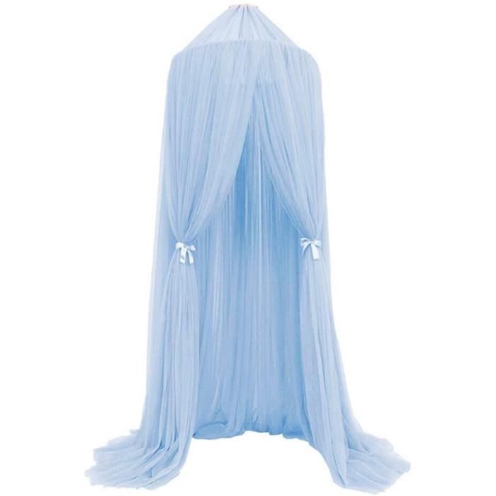 Ciel de lit pour bebe fille garçon Maison de jeux, filet pour rideaux en forme de dôme Moustiquaire ciel （Bleu Clair）