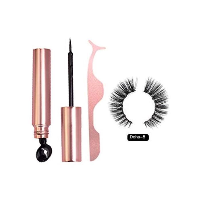 Eye-Liner - Crayon - Khol X6SPC Kits magnétiques de eyeliner de tube rond, cils magnétiques de doublure d'oeil noir yeux rapidement