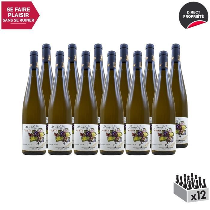 Alsace Original'sace Pinot Gris Blanc 2017 - Lot de 12x75cl - Domaine Gueth - Vin AOC Blanc d' Alsace - Cépage Pinot Gris