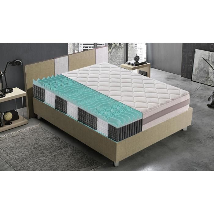 TOKYO - Matelas 90X200 à ressorts ensachés indépendants à 9 zones et mémoire de forme