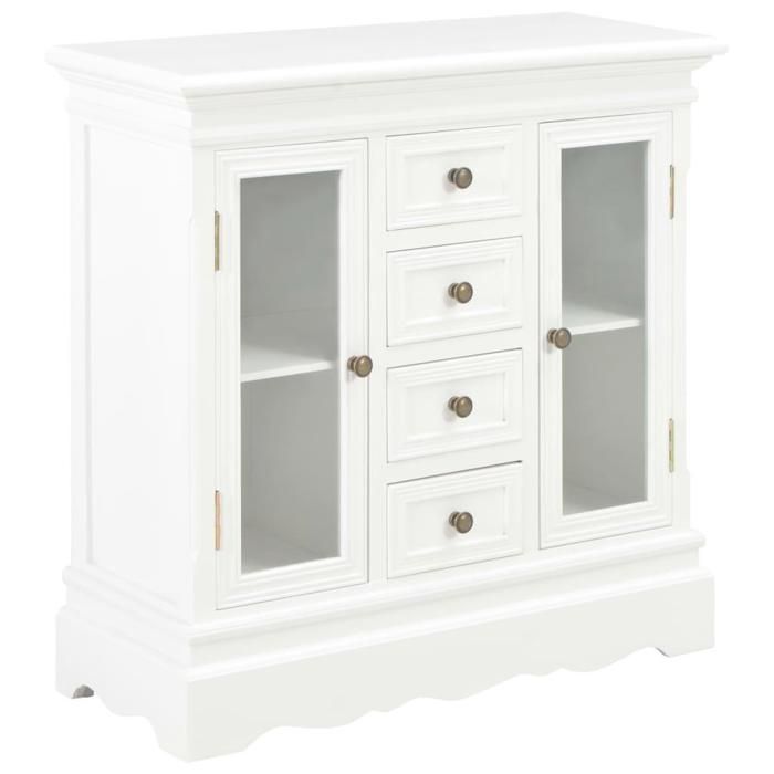 Buffet bahut armoire console meuble de rangement blanc 70 cm bois de pin massif 4402057