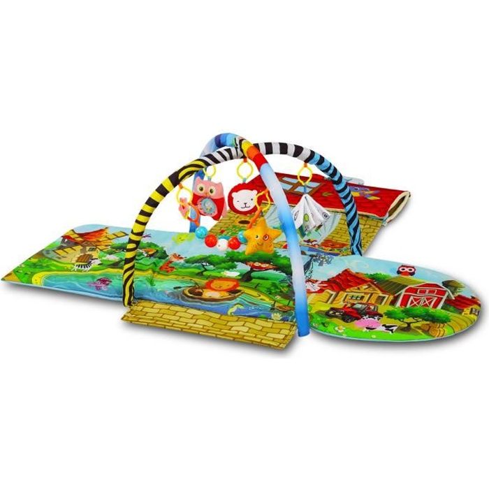 LIONELO Tapis d'éveil bébé modulable avec arche et hutte Multicolor