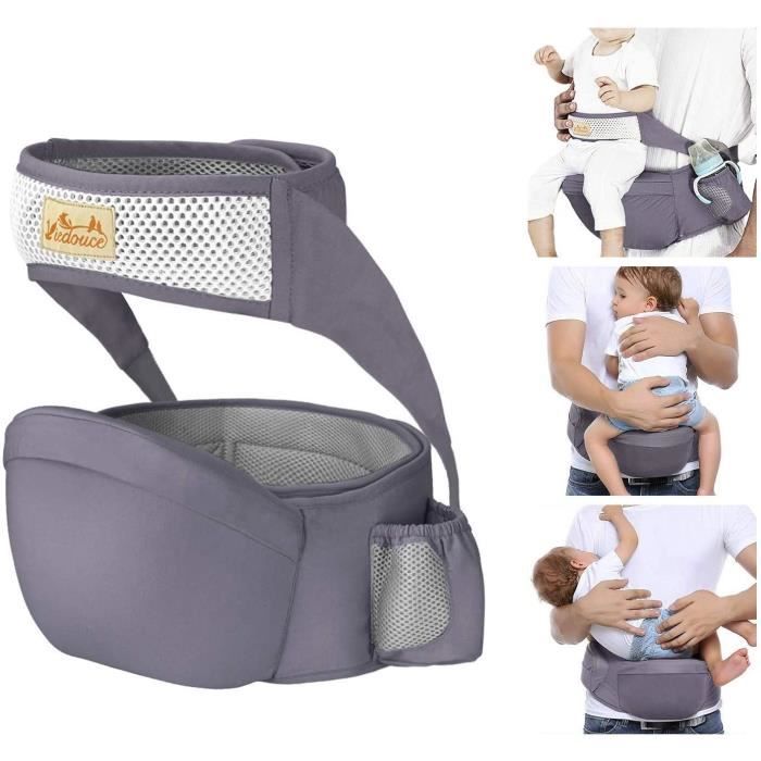 Viedouce Porte bébé Ventral,Ergonomique Tabouret Siège de Hanche avec Protection de Ceinture de Sécurité,Pur Coton Multi Positions T