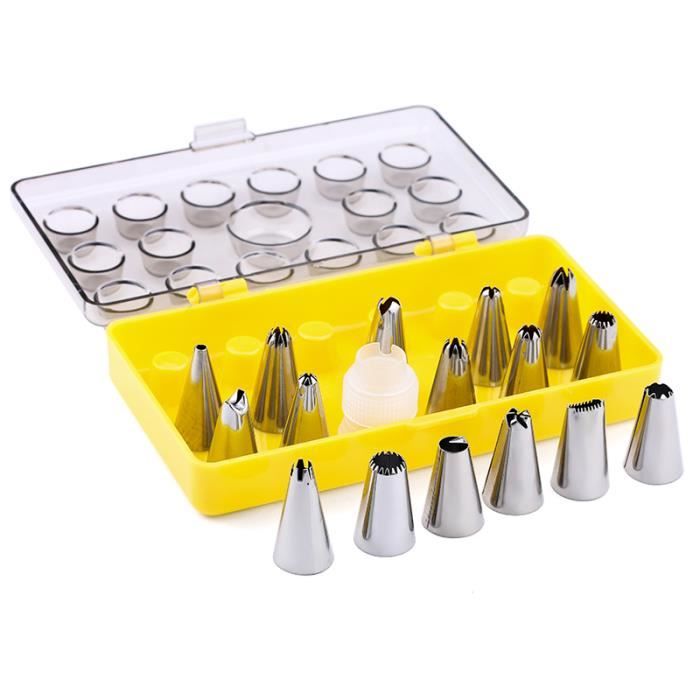 18 pièces avancé glaçage tuyauterie buses ensemble boîte pâtisserie sac buse convertisseur cuisson cadeau réutilisable - Type set