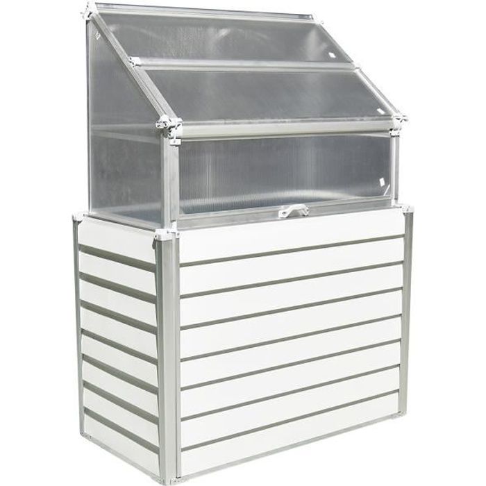 Serre polycarbonate réhaussée adossée
