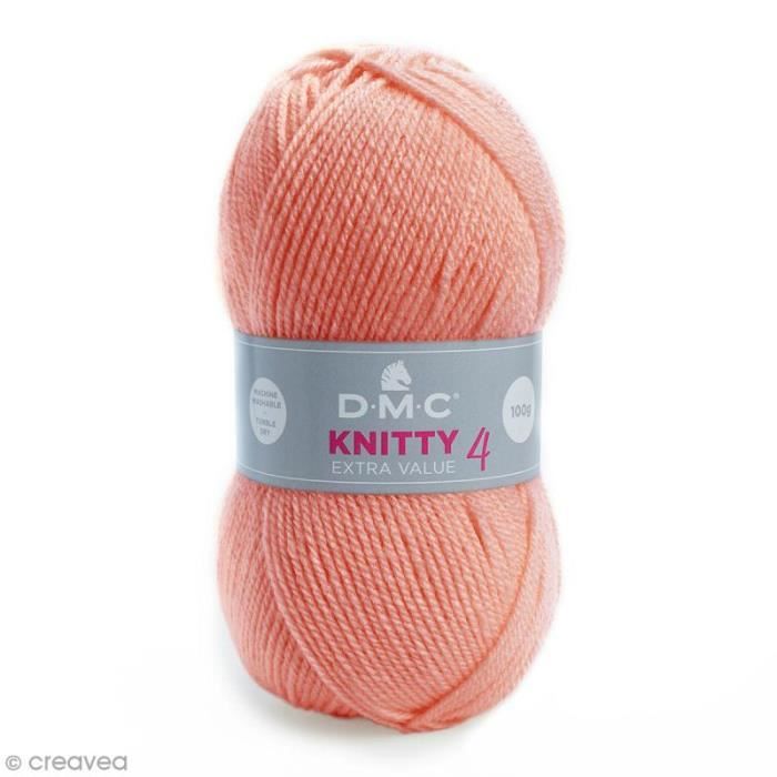 Laine Knitty 4 DMC - 100 g Laine Acrylique Knitty 4, de DMC :Coloris: Rose saumon 702Matière : 100 % acrylique Poids : 100 g
