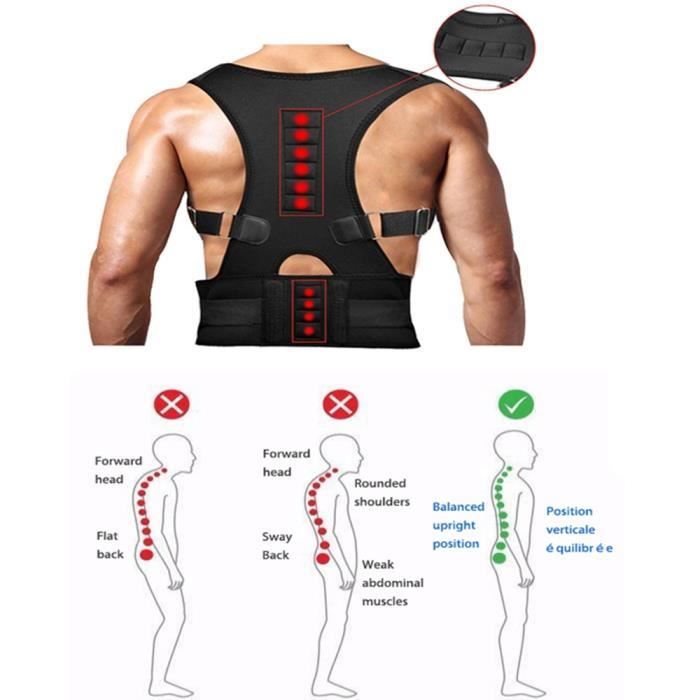 DOTOPON®Ajuster magnétique thérapie correcteur de Posture de dos Brace Épaule Retour ceinture de soutien Épaule Posture(M)