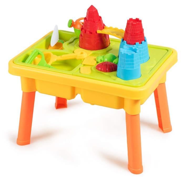 DREAMADE Table d’Activité de Sable et Eau, Table de Jeu pour Enfant avec Accsseoires Riches, Table à Sable et Eau avec Matériau Sûr