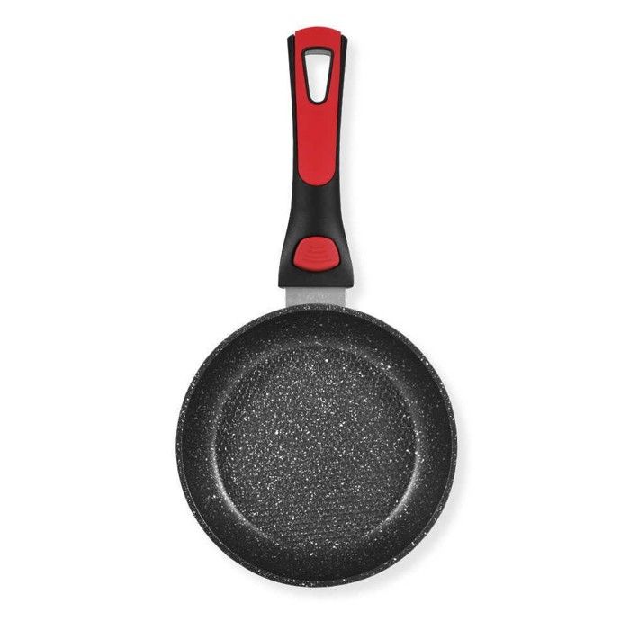 Poêle Tentation CLIK avec manche amovible et fond anti-adhésif, compatible tous feux, diamètre : 20, 24, 28 et 32 cm - 20 cm - Rouge