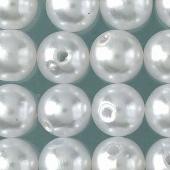 Perles nacrées de diam. 3 mm, Lot de 125 Perles en plastique ciré - blanc
