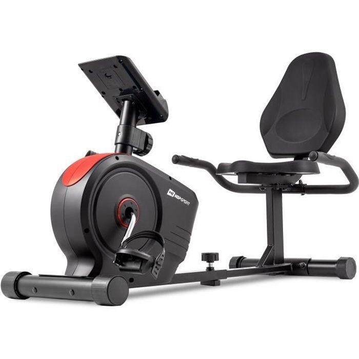 HOP-SPORT Vélo d'appartement Semi-Allongé, Masse d'inertie 8 kg, HS-2050L Beat, Siège réglable avec Dossier, Résistance magnétique